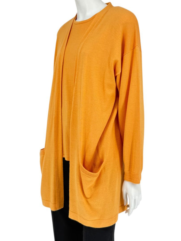 Shamask Tangerine Cashmere & Silk Twin Set – Size 2