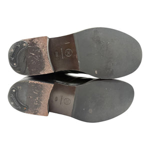 Chanel Black Leather Combat Boots with Knit Cuff – Size 41.5