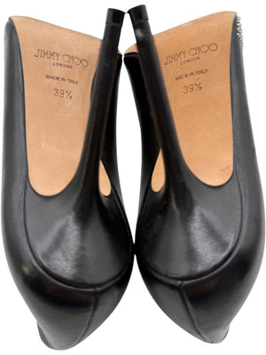 JIMMY CHOO Black Leather Studded Pointed Toe Pumps – Size 39.5