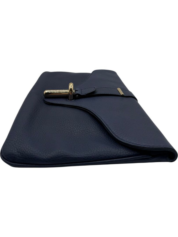 Balenciaga Leather Tube Clutch - Navy
