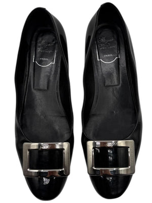 Roger Vivier Black Patent Leather Buckle Flats – Size 40