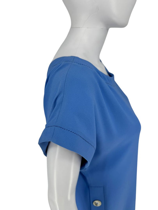 Piazza Sempione Blue Button-Detail Shift Dress - Size 42