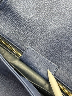 Balenciaga Leather Tube Clutch - Navy