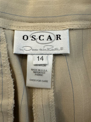 Oscar de la Renta Beige Wide-Leg Pinstripe Trousers – Size 14