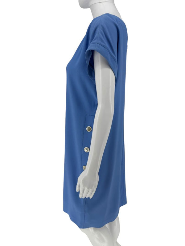 Piazza Sempione Blue Button-Detail Shift Dress - Size 42