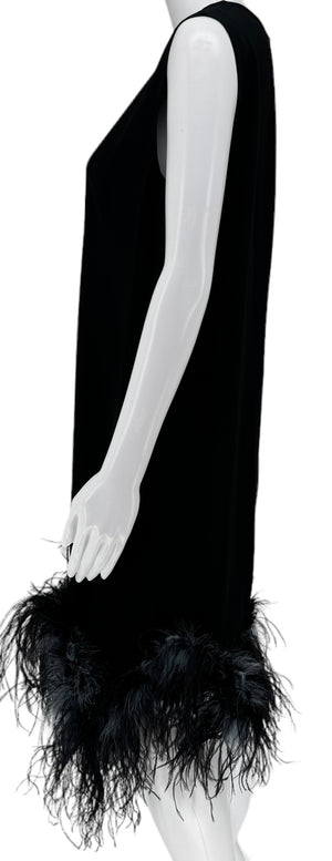 Prada S/S 2017 Ostrich Feather Crepe de Chine Dress