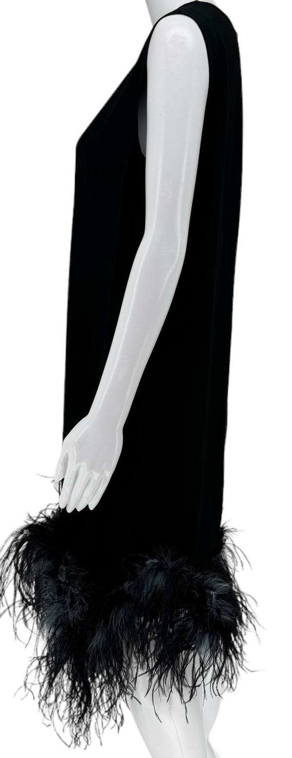 Prada S/S 2017 Ostrich Feather Crepe de Chine Dress