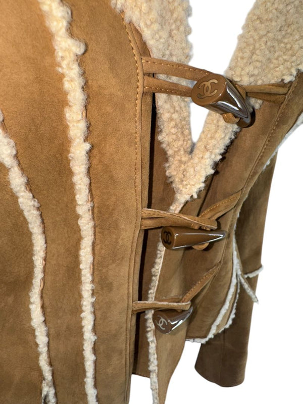 Chanel NWT Fall 2006 Brown Hooded Shearling Jacket -  Size 38