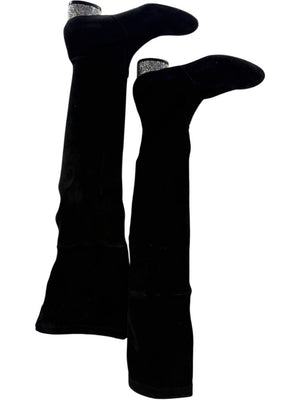 Stuart Weitzman Black Velvet Crystal Heel Over-the-Knee Boots – Size 9