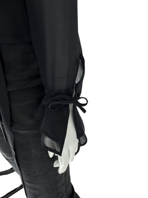 Ron Leal Black Sheer Wrap Blouse – Size 6 US / 42 IT