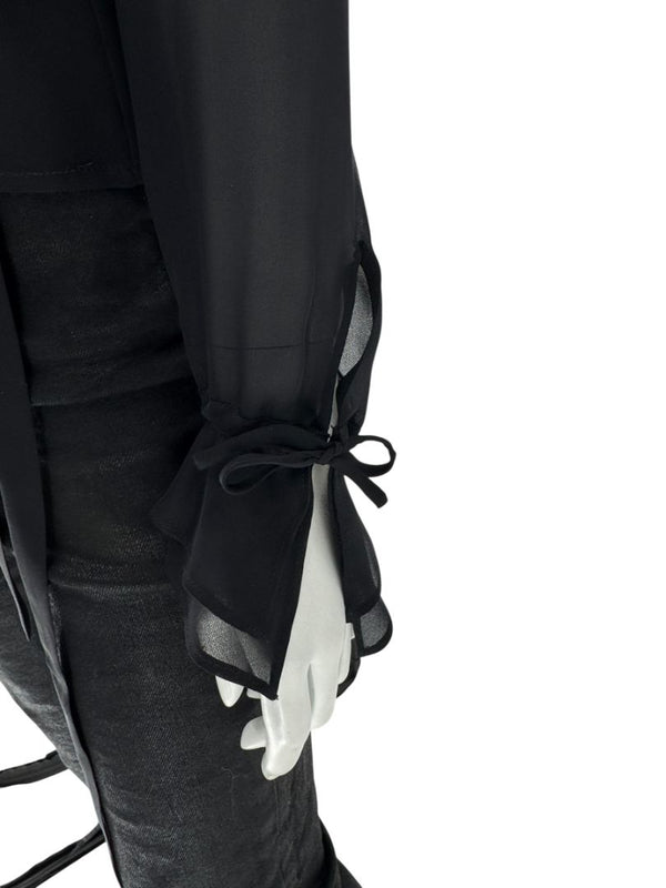 Ron Leal Black Sheer Wrap Blouse – Size 6 US / 42 IT