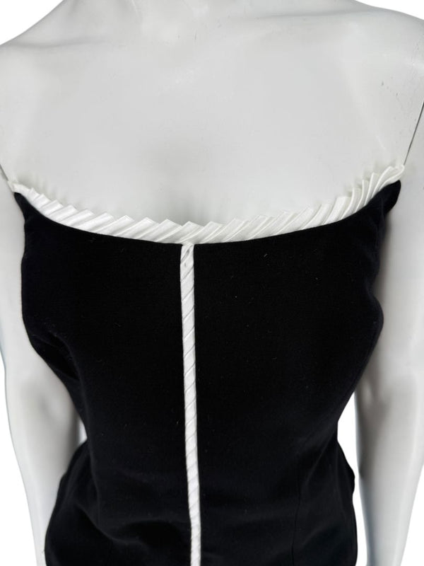 Escada Black Strapless Corset Top with Satin Trim – Size 44