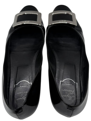 Roger Vivier Black Patent Leather Buckle Flats – Size 40