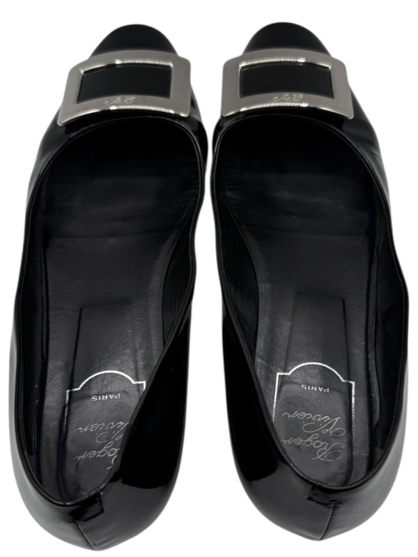 Roger Vivier Black Patent Leather Buckle Flats – Size 40