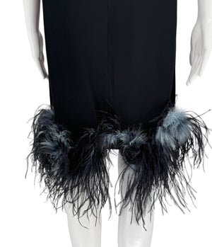 Prada S/S 2017 Ostrich Feather Crepe de Chine Dress