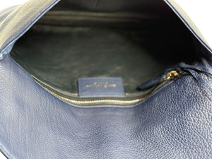 Balenciaga Leather Tube Clutch - Navy