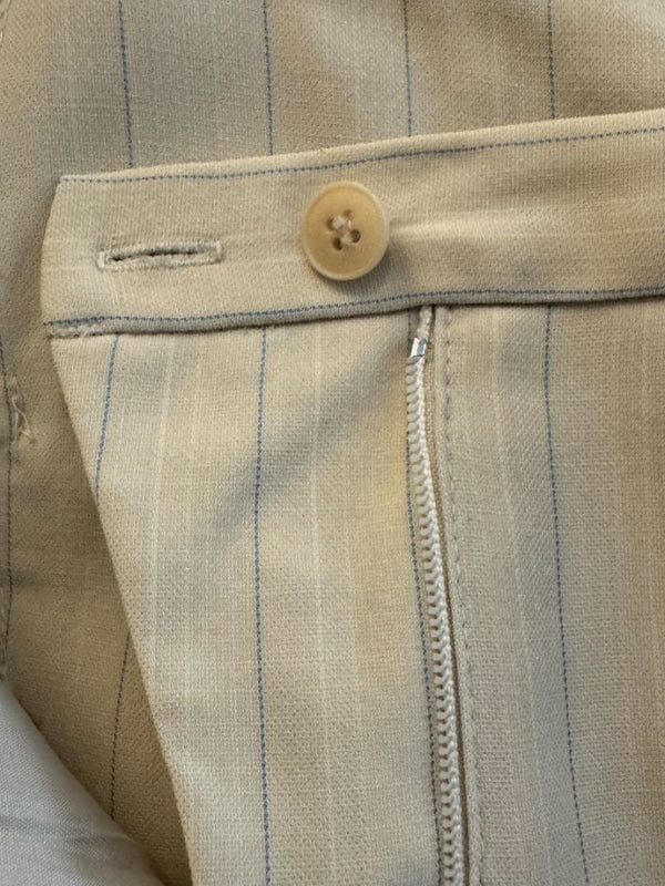 Oscar de la Renta Beige Wide-Leg Pinstripe Trousers – Size 14