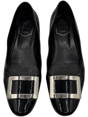 Roger Vivier Black Patent Leather Buckle Flats – Size 40
