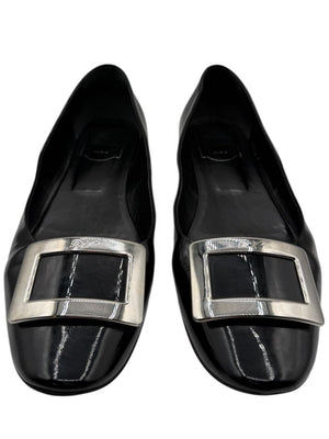 Roger Vivier Black Patent Leather Buckle Flats – Size 40
