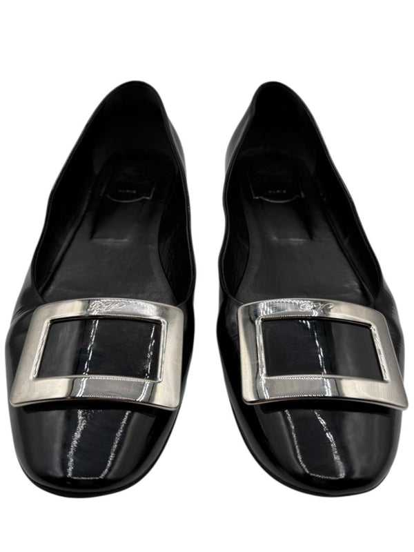 Roger Vivier Black Patent Leather Buckle Flats – Size 40