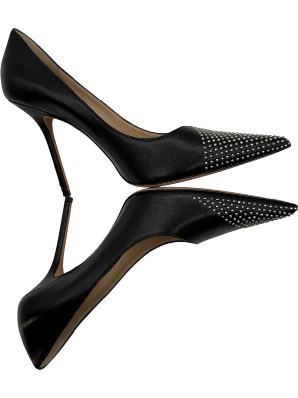 JIMMY CHOO Black Leather Studded Pointed Toe Pumps – Size 39.5