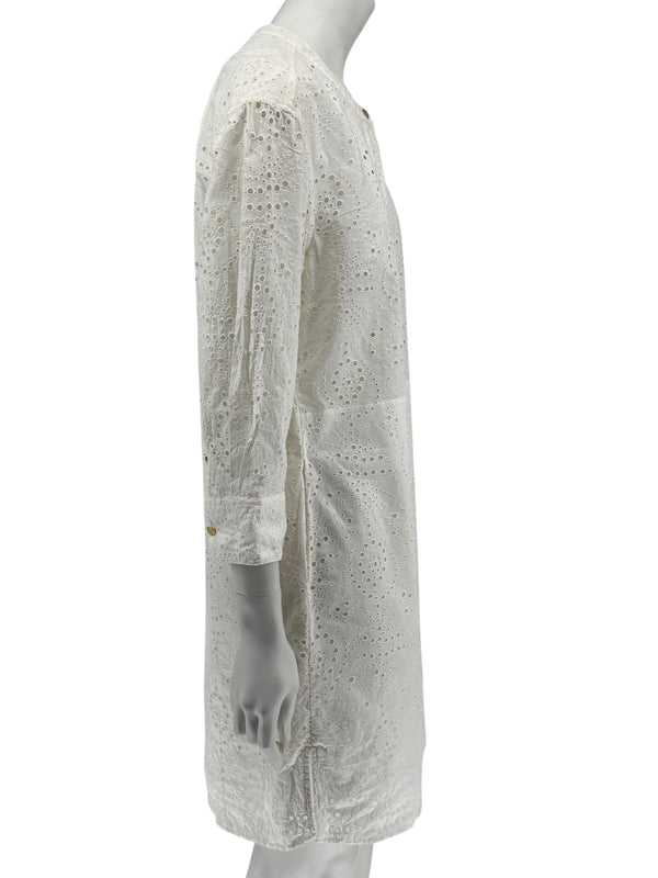 BURBERRY Ivory Broderie Anglaise Cotton Shirt Dress - US 10