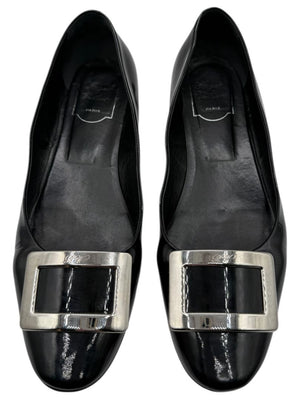 Roger Vivier Black Patent Leather Buckle Flats – Size 40