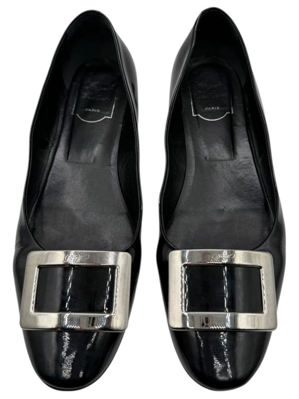 Roger Vivier Black Patent Leather Buckle Flats – Size 40