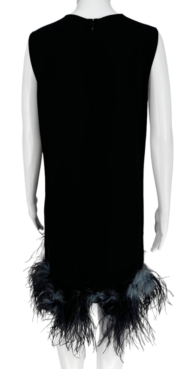 Prada S/S 2017 Ostrich Feather Crepe de Chine Dress