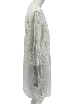 BURBERRY Ivory Broderie Anglaise Cotton Shirt Dress - US 10
