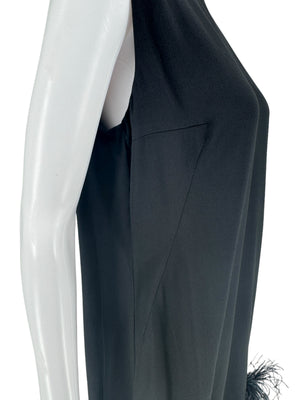 Prada S/S 2017 Ostrich Feather Crepe de Chine Dress