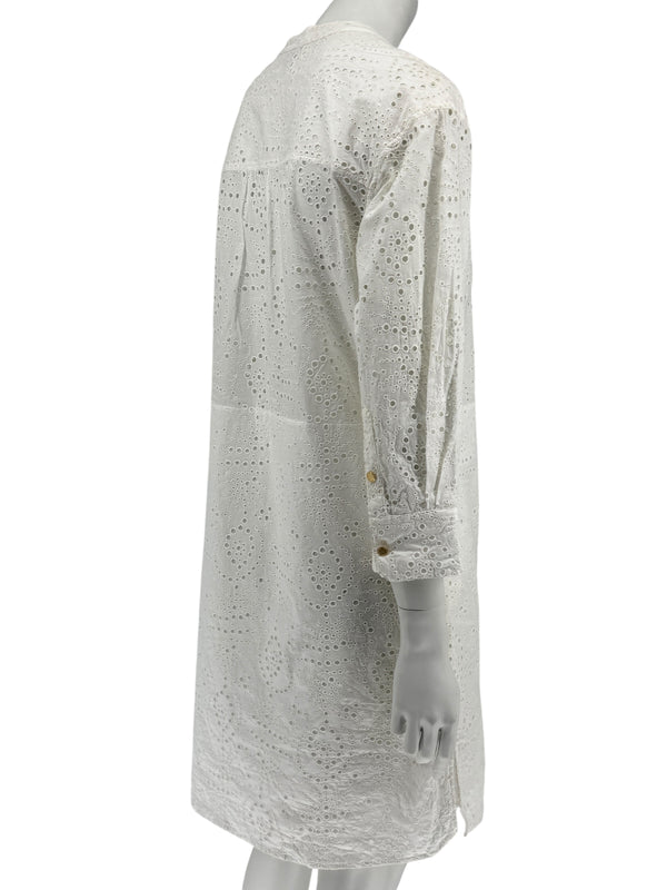 BURBERRY Ivory Broderie Anglaise Cotton Shirt Dress - US 10