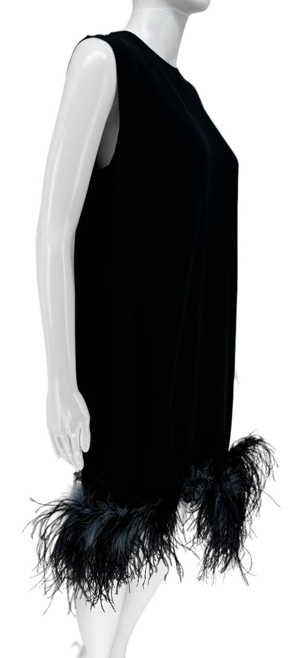 Prada S/S 2017 Ostrich Feather Crepe de Chine Dress