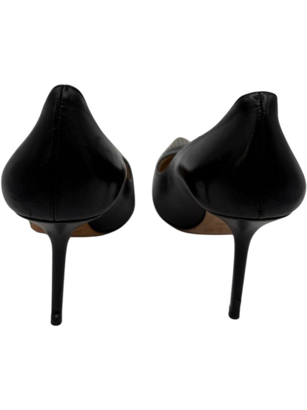 JIMMY CHOO Black Leather Studded Pointed Toe Pumps – Size 39.5