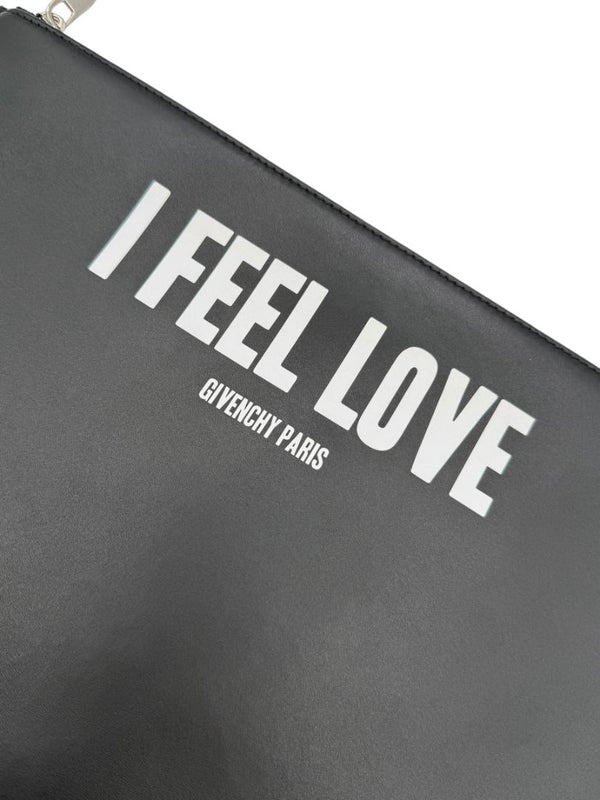 Givenchy Black Leather 'I Feel Love' Medium Clutch