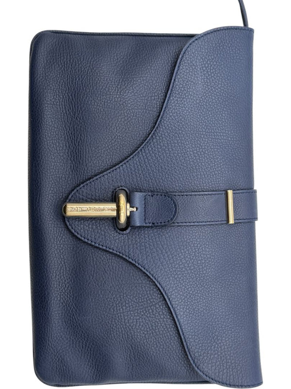 Balenciaga Leather Tube Clutch - Navy