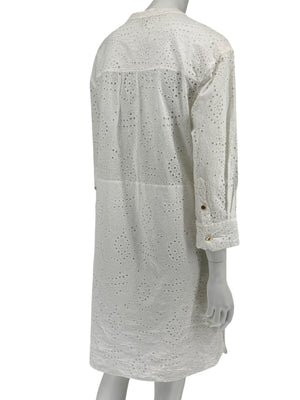 BURBERRY Ivory Broderie Anglaise Cotton Shirt Dress - US 10