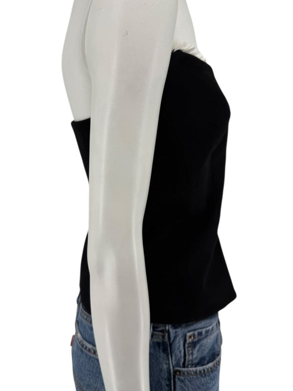 Escada Black Strapless Corset Top with Satin Trim – Size 44