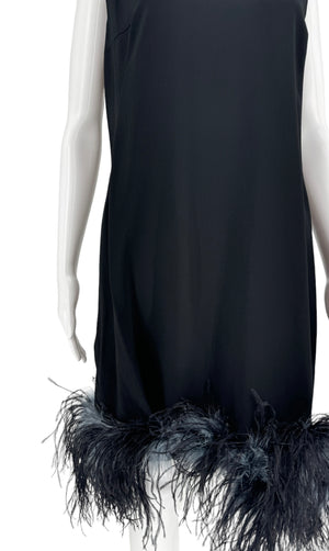 Prada S/S 2017 Ostrich Feather Crepe de Chine Dress