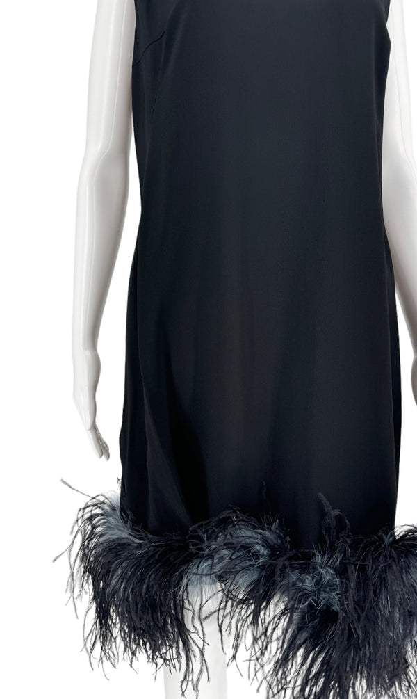 Prada S/S 2017 Ostrich Feather Crepe de Chine Dress