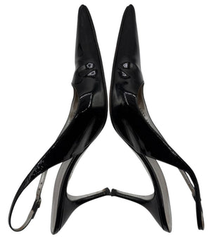 Dolce & Gabbana Black Patent Leather Slingback Pumps – Size 41.5