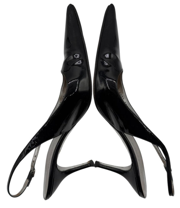 Dolce & Gabbana Black Patent Leather Slingback Pumps – Size 41.5