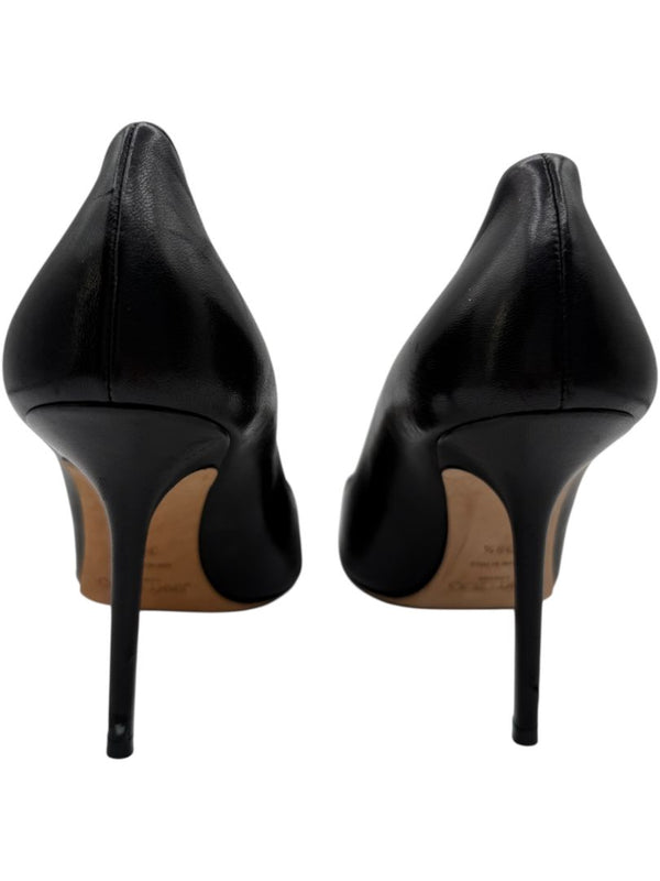 JIMMY CHOO Black Leather Studded Pointed Toe Pumps – Size 39.5
