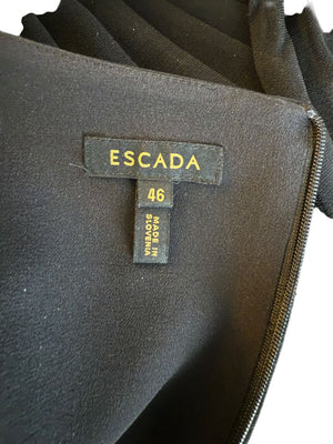 Escada Black Pleated Tie-Neck Belted Jumpsuit – Size EU 46