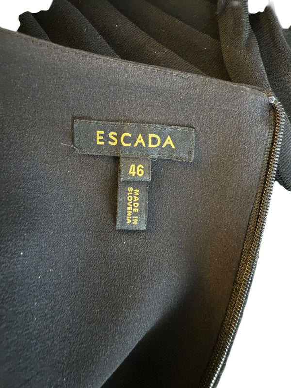 Escada Black Pleated Tie-Neck Belted Jumpsuit – Size EU 46