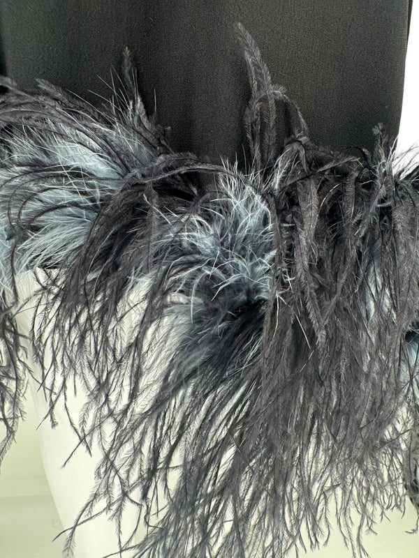 Prada S/S 2017 Ostrich Feather Crepe de Chine Dress