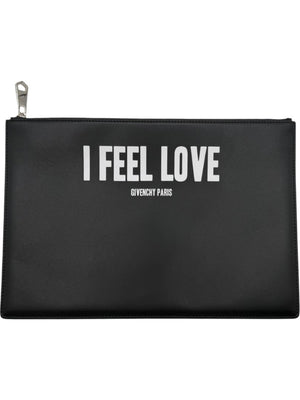 Givenchy Black Leather 'I Feel Love' Medium Clutch