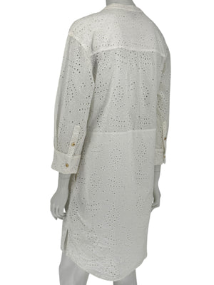 BURBERRY Ivory Broderie Anglaise Cotton Shirt Dress - US 10