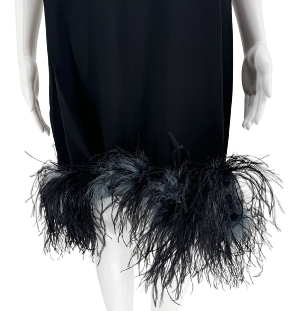 Prada S/S 2017 Ostrich Feather Crepe de Chine Dress