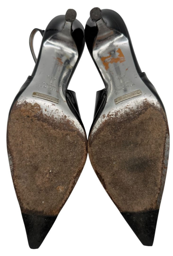 Dolce & Gabbana Black Patent Leather Slingback Pumps – Size 41.5